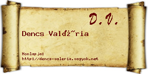 Dencs Valéria névjegykártya